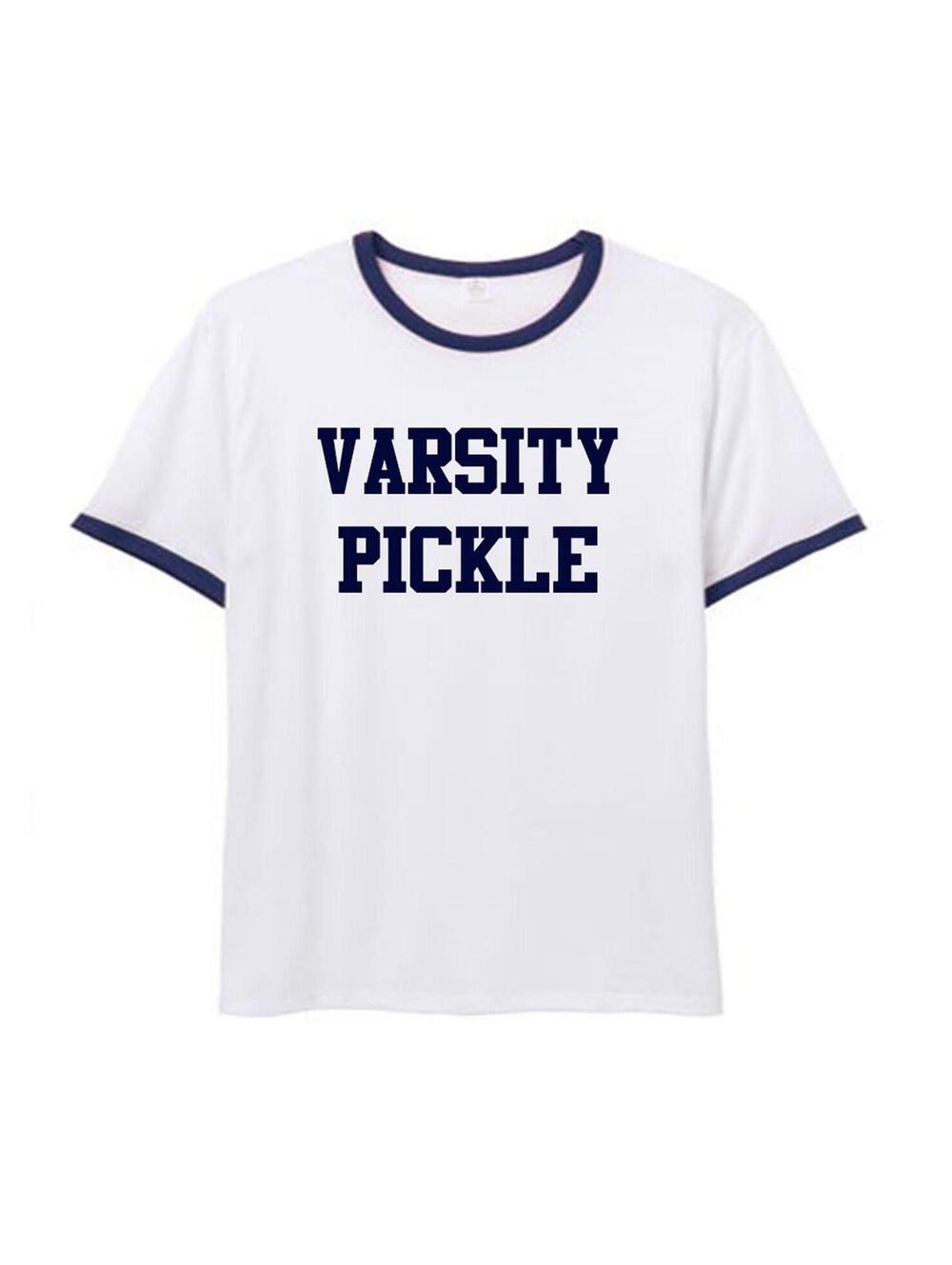 Varsity Pickle Collegiate Ringer T-Shirt, Men's, Small, White/Navy